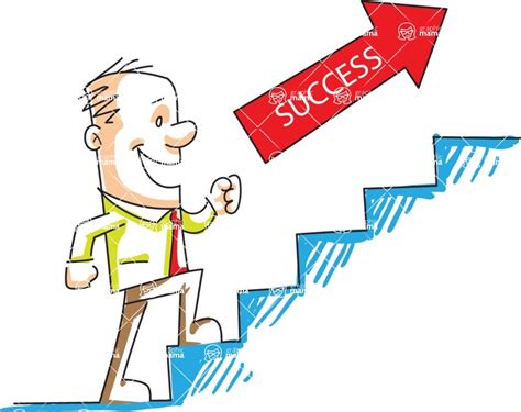Businessman Climbing Stairs Of Success Cartoon Vector Illustration