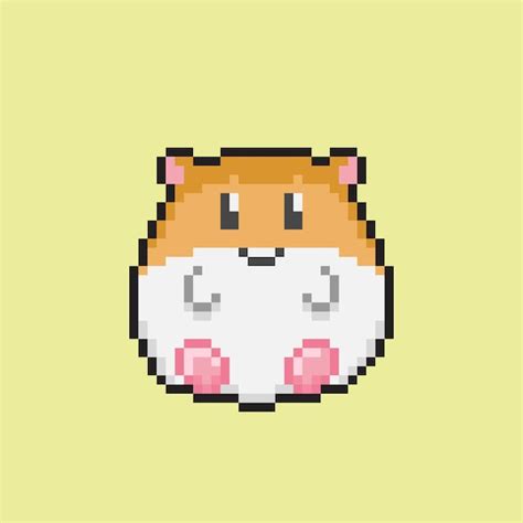 Premium Vector Cute Hamster In Pixel Art Style