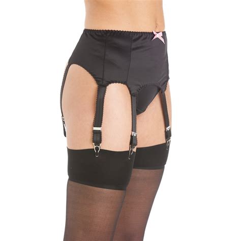 camille womens ladies lingerie black 6 strap stretch satin suspender belt ebay