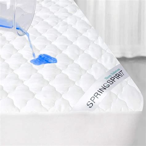 Springspirit Waterproof Queen Mattress Pad Cover Quilted Fitted Queen