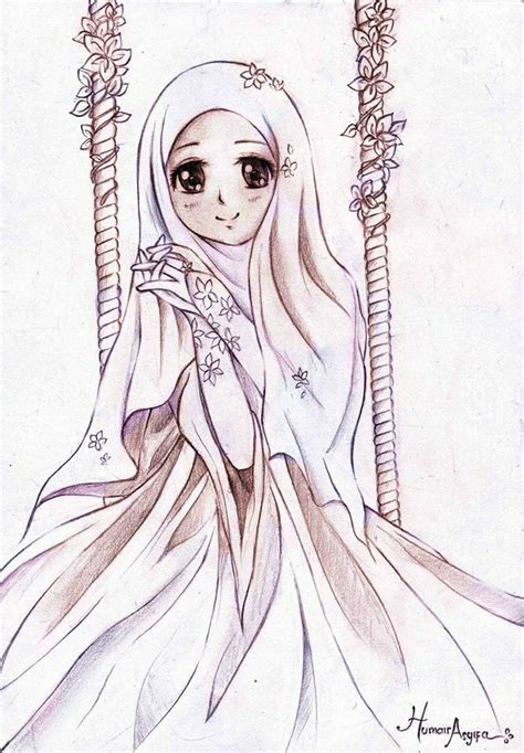 Sketsa Kartun Muslimah Cantik 1000 Gambar Kartun Wanita Muslimah