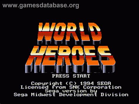 World Heroes Sega Nomad Artwork Title Screen