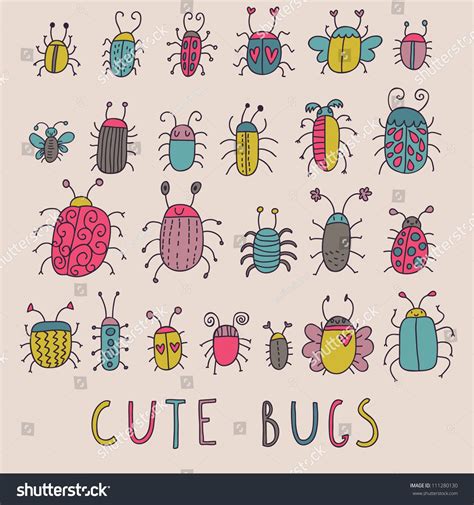 Cute Bugs Cartoon Insects Vector Set Wektorowa Ilustracja Stockowa Bez