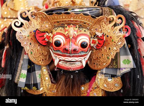 Frontal View Of Barong Lion Like Creature Character In The Mythology