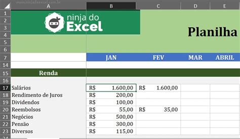 Modelo De Planilha De Gastos Pessoais No Excel Download Ninja Do Excel