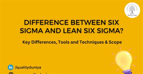 Difference Between Six Sigma And Lean Six Sigma Key Differences Tools And Techniques And Scope