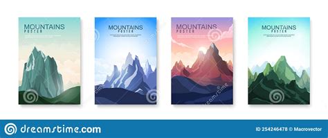 Mountains Poster Set Stock Vector Illustration Of View 254246478