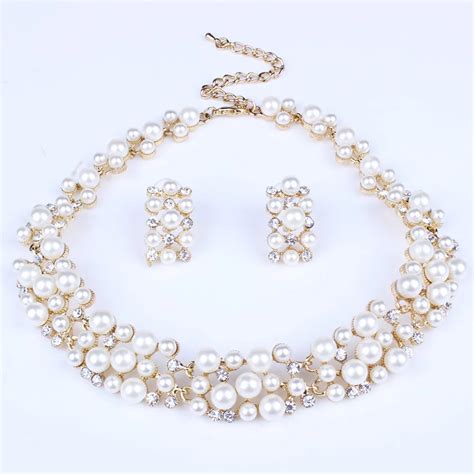 buy fashion pearl jewelry sets for women african beads jewelry set gold wedding