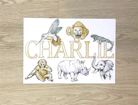 Personalised Animal Name Print Personalised Animal Etsy