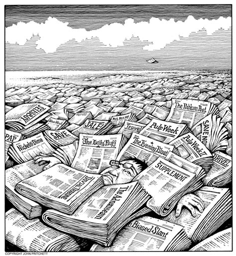 A Sea Of Newsprint Editorial Cartoon About Newspapers Newspaper Glut