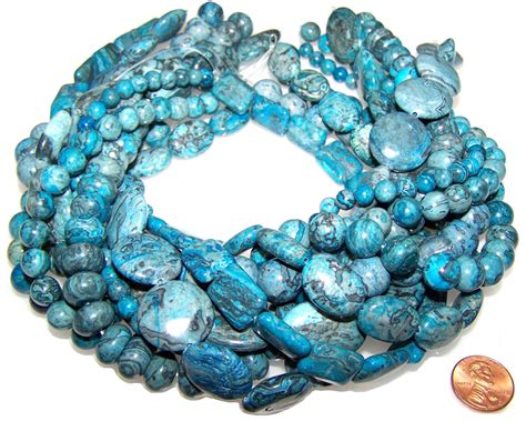Blue Picasso Jasper Semiprecious Gemstone Beads 9 Strand Set