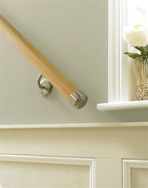 Octagon Brushed Nickel Wall Mounted Handrail Bracket Pack Of 1