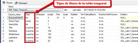 Tipos De Datos De Una Tabla Temporal En Sql Server Sqlisto