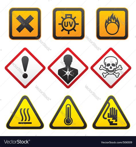 Warning Symbols Hazard Signsforth Set Royalty Free Vector