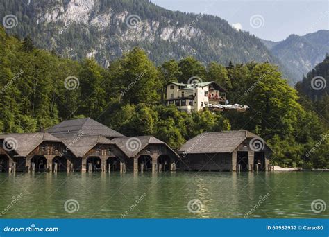 Boathouses At The Koenigssee Lake Close To Berchtesgaden German