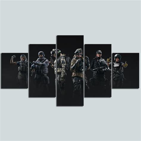 Squad 2 Tom Clancys Rainbow Six Siege Gaming 5 Panel Canvas Art Wall