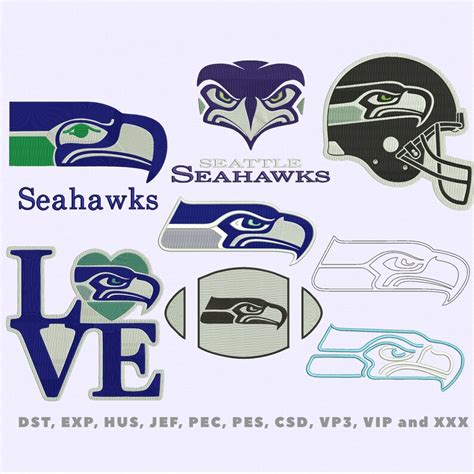 Seattle Seahawks Embroidery Design 8 Different Design Etsy