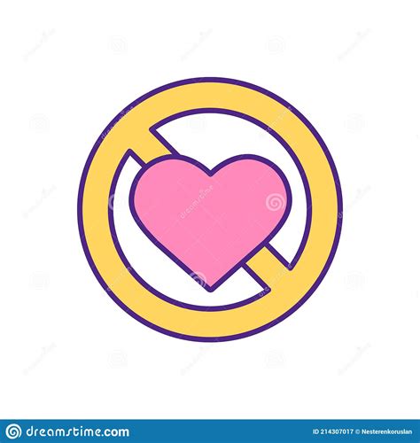 Prohibited Love Stop Sign Rgb Color Icon Stock Vector Illustration