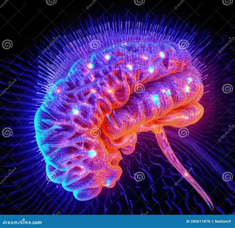 Surreal Illumination of Neural Pathways AI Generated Stock Illustration