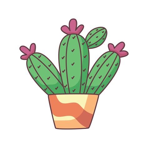 Cactus Caricatura Garabato Mano Dibujado Concepto Vector Kawaii