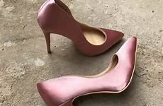 heels high satin silk sexy women pink pointed stiletto toe slip upper bridal elegant ladies wedding