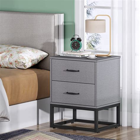 Tribesigns Modern Night Stand For Bedrooms 2 Drawer Nightstands Sofa