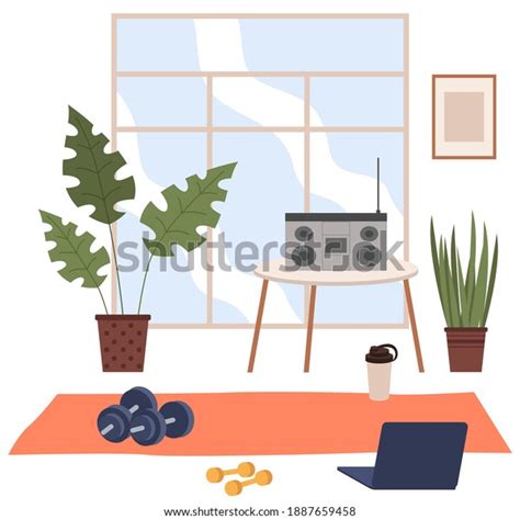 Vector Cartoon Background Home Gym Window Stock Vector Royalty Free Shutterstock