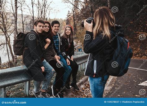 Group Of Best Friends Are Posing For Photographer Stock Image Image Of Adventure Friendship