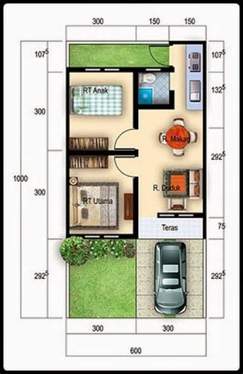 Denah Rumah Idaman Minimalis Memanjang Lengkap Dengan Sketsa