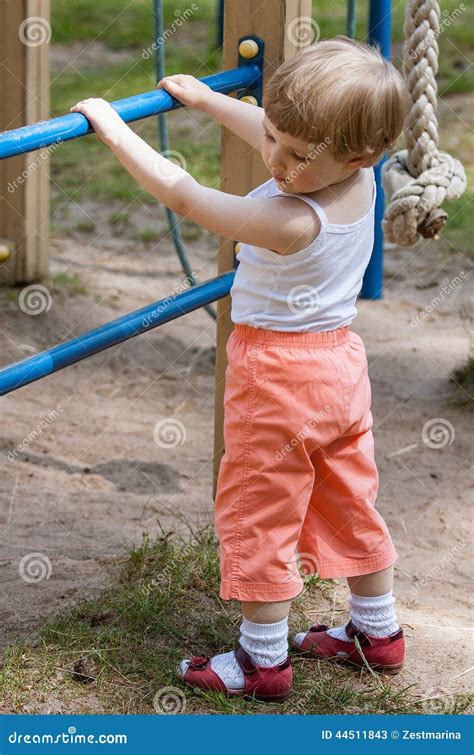 Active Little Child Climbing On A Ladder Stock Image Image Of Motion