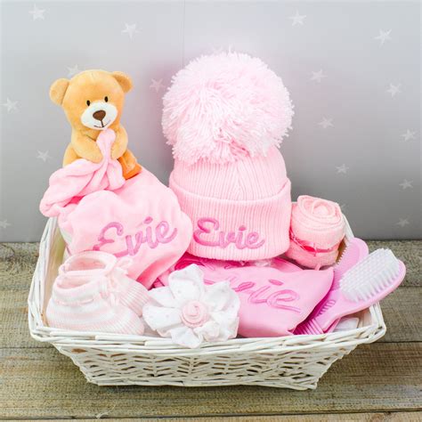 Personalised Baby Girl Essentials T Basket Embroidered Etsy Uk