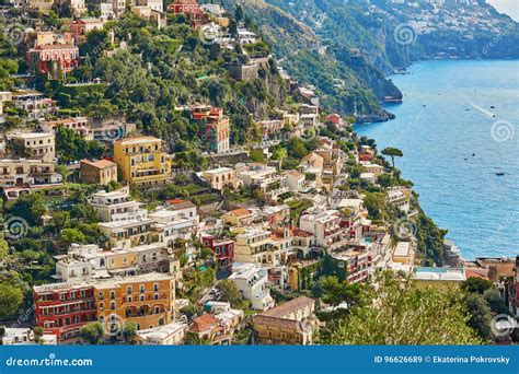Positano Mediterranean Village On Amalfi Coast Italy Stock Image