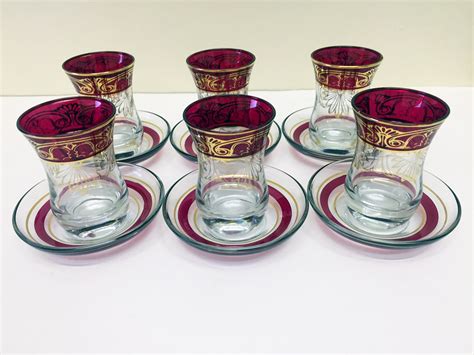 Traditional Designer Turkish Tea Glasses Elegant Cay Bardagi Cups