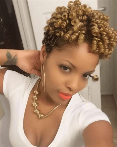 The locks look natural and shiny and can be parted on the side or in the middle, depending on your mood. Lovely Golden Perm Rod Set Curls IG:@lovebritmarie ...
