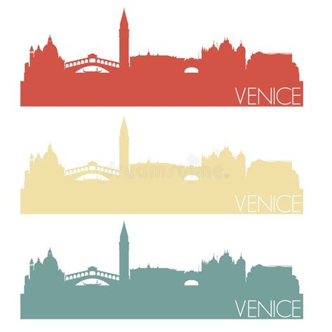 Venice Italy Europe Euro Icon Vector Art Flat Shadow Design Skyline