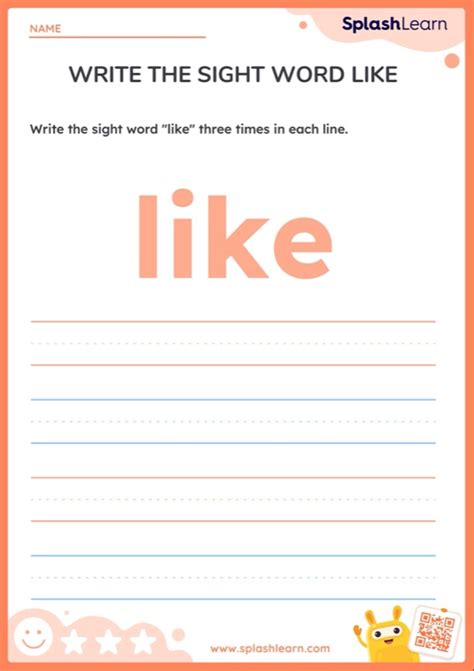 Write The Sight Word Like Worksheet Ela Worksheets Splashlearn