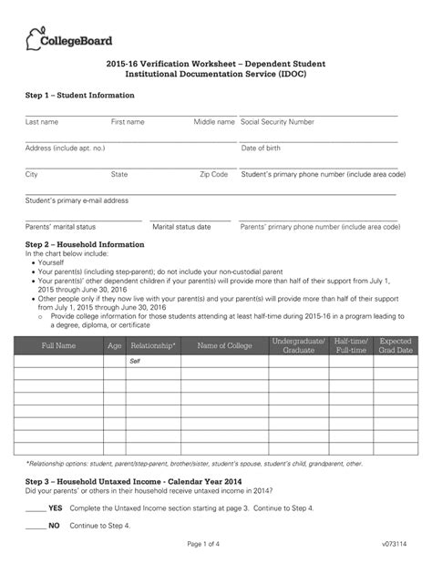 Worksheets are academic success work, lpc academic work, grammar for academic. Verification Worksheet Dependent Student IDOC 2015 - Fill ...