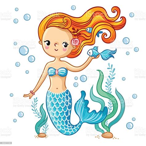 Cute Swimming Cartoon Mermaid Stock Illustration Download Image Now