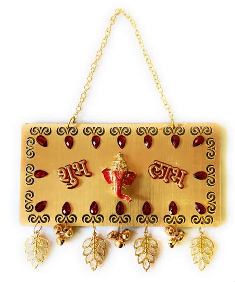 Handmade Goldenred Shubh Labh Hanging Tlt103 200gm Size 4 Inch At