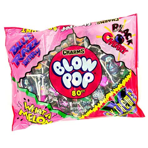 Charms Blow Pops Bubble Gum Lollipop Candy 80 Count Bag