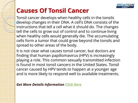 Ppt Tonsil Cancer Symptoms Causes And Treatment Powerpoint