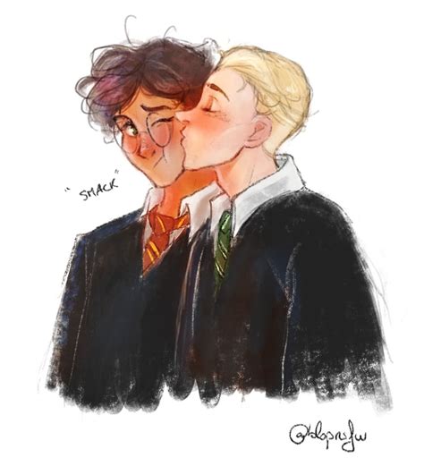Drarry Doodle Cheek Kiss For Fun Drarry Drarry Fanart Harry