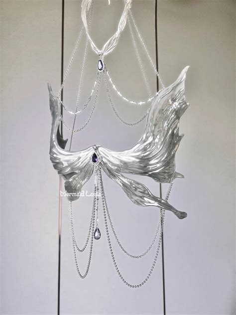 Shimmering Angel Wings Resin Mermaid Corset Bra Top Cosplay Costume Pa