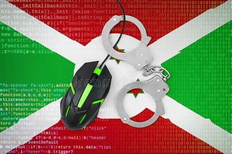 Burundi Flag And Handcuffed Computer Mouse. Combating Computer Crime ...