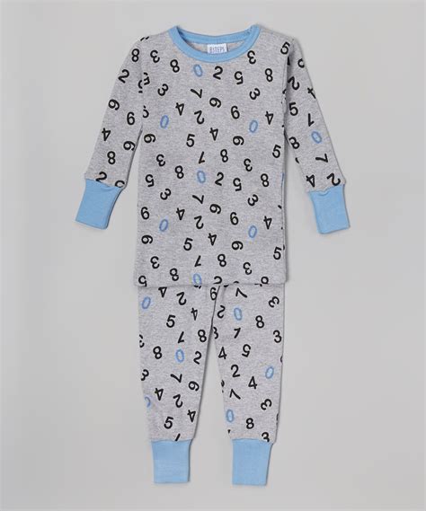 Gray And Blue Numbers Pajama Set Infant And Kids Pajama Set Pajama Pants