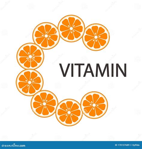 Vitamin C Icon Citrus Fruits Isolated On White Background Vector
