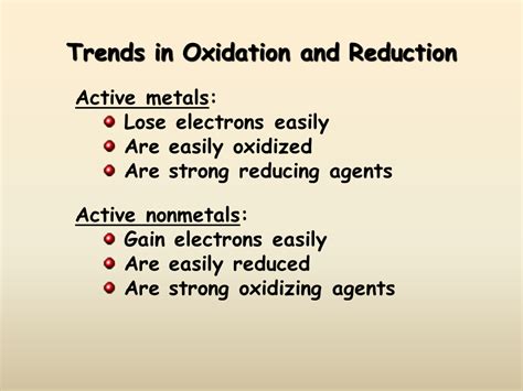 A few good common reducing agents include active metals such as potassium, calcium, barium, sodium and magnesium and also, compounds that. Electrochemistry - Presentation Chemistry