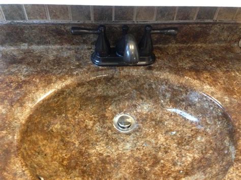 First, remove all the old caulk. Sponge painted bathroom sink and oil rubbed bronze spray ...