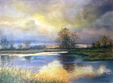 Over The Water Pastel Glyn Overton Overton Mixed Media Pastel