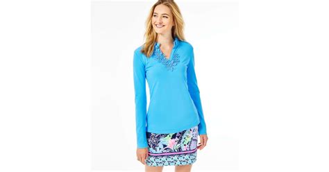 Lilly Pulitzer Upf 50 Frida Long Sleeve Polo Top In Blue Lyst